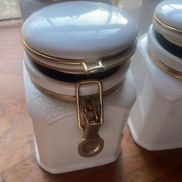 White/Gold Canister Kitchen Counter Storage Containers - 4 - Picture 2 of 4